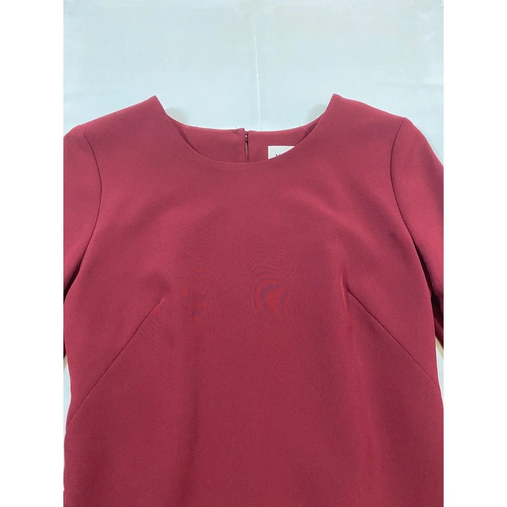 Milly Burgundy Tiered Bell Sleeve Crepe Shift Dress‎ Cocktail Valentines Size 2